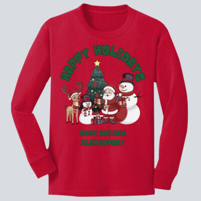Youth Long Sleeve Shirt - Winter - Happy Holidays Green Thumbnail
